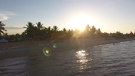 Ray-of-sunshine-through-coconut-trees-on-a-beach-in-French-Guiana.